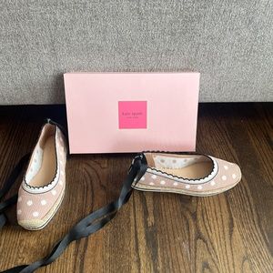 Kate Spade Espadrilles Shoes - Knottingham Knit in Rose - Polka Dot with Ribbon